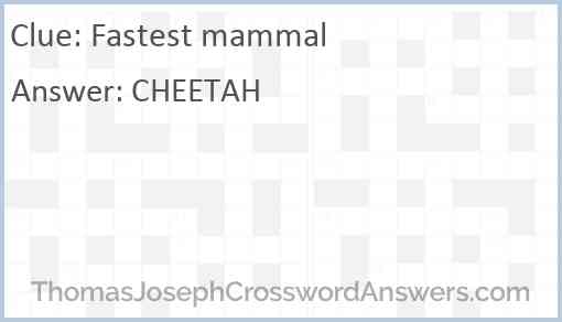 Fastest mammal Answer