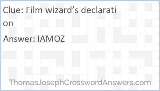 Film wizard’s declaration Answer