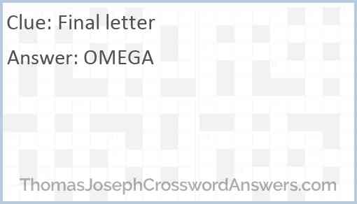 Final letter Answer