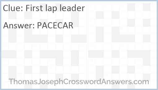 First lap leader Answer