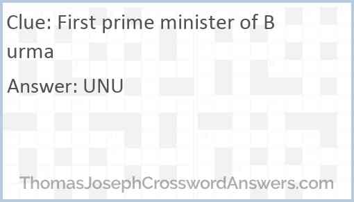 First prime minister of Burma Answer
