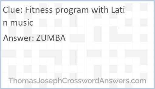 Fitness program with Latin music Answer