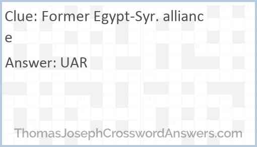 Former Egypt-Syr. alliance Answer