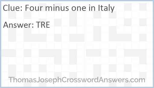 Four minus one in Italy Answer