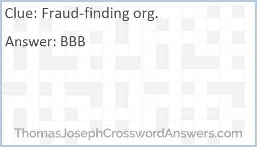 Fraud-finding org. Answer