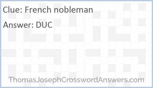 French nobleman Answer