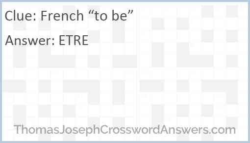 French “to be” Answer