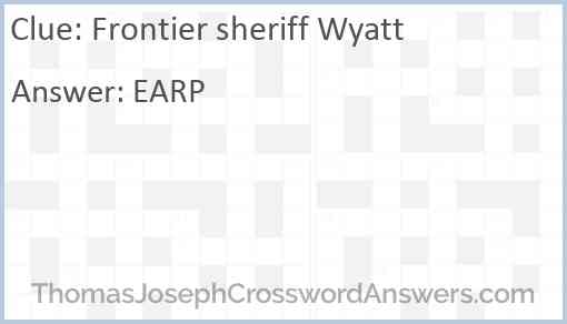 Frontier sheriff Wyatt Answer