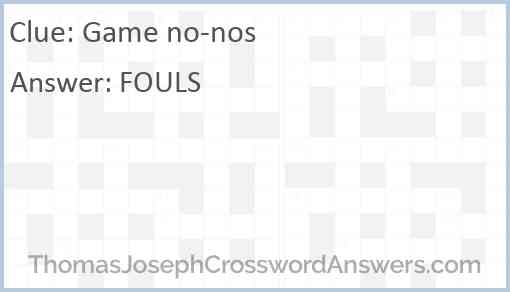 Game no-nos Answer