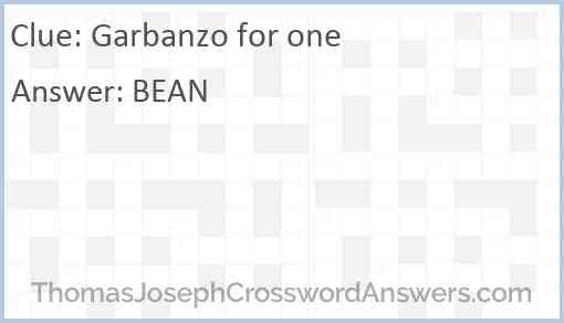 Garbanzo for one Answer