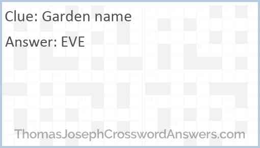 Garden name Answer