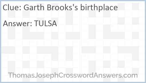 Garth Brooks’s birthplace Answer