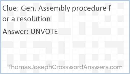 Gen. Assembly procedure for a resolution Answer