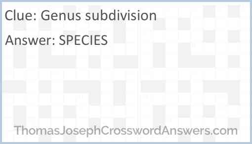 Genus subdivision Answer