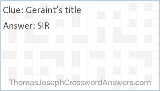 Geraint’s title Answer