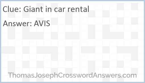 Giant in car rental Answer