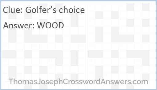 Golfer’s choice Answer