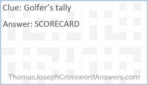 Golfer’s tally Answer