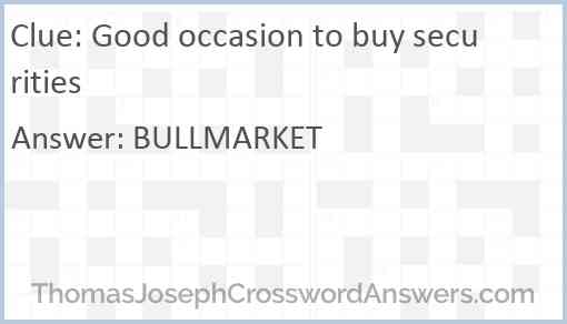 Good occasion to buy securities Answer