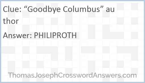 “Goodbye Columbus” author Answer