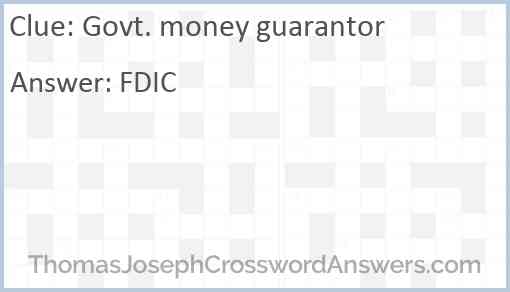 Govt. money guarantor Answer