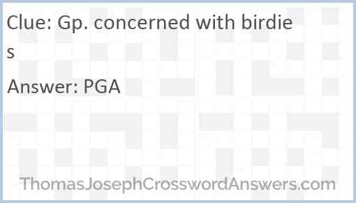 Gp. concerned with birdies Answer