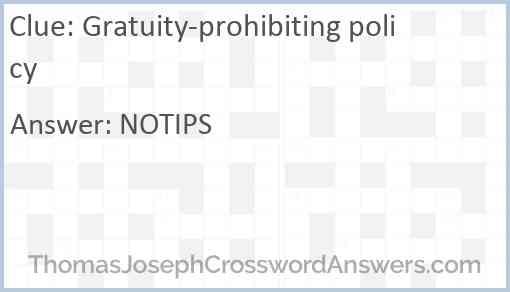 Gratuity-prohibiting policy Answer
