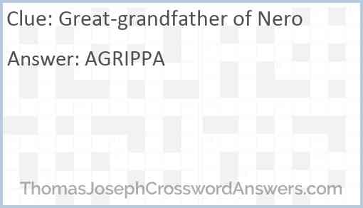 Great-grandfather of Nero Answer