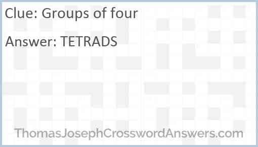 Groups of four Answer
