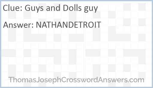 Guys and Dolls guy Answer