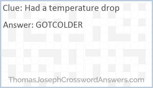 Had a temperature drop Answer