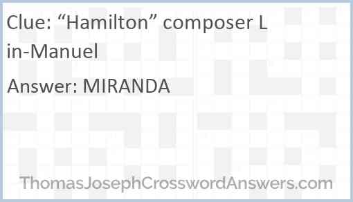 “Hamilton” composer Lin-Manuel Answer