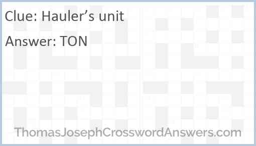 Hauler’s unit Answer