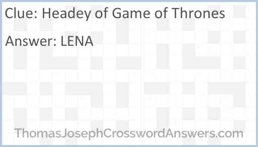 Headey of Game of Thrones Answer