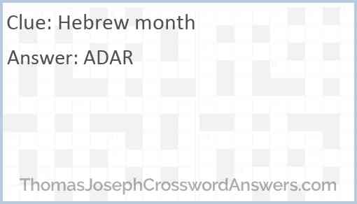 Hebrew month Answer