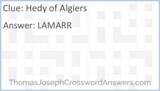 Hedy of “Algiers” Answer