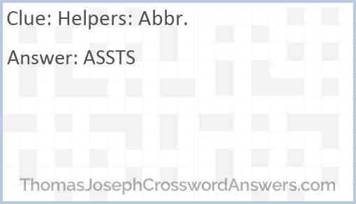 Helpers: Abbr. Answer