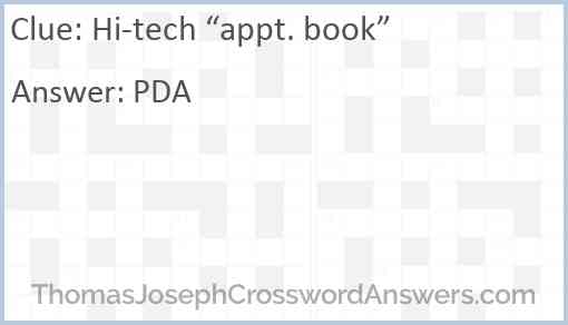 Hi-tech “appt. book” Answer