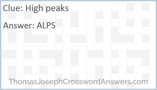 High peaks Answer