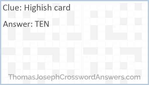 Highish card Answer