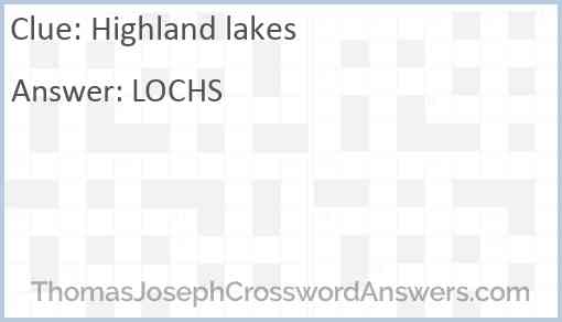 Highland lakes Answer