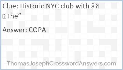 Historic NYC club with “The” Answer