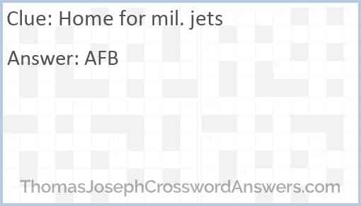 Home for mil. jets Answer