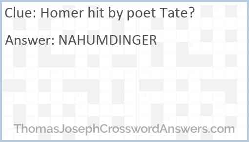 Homer hit by poet Tate? Answer