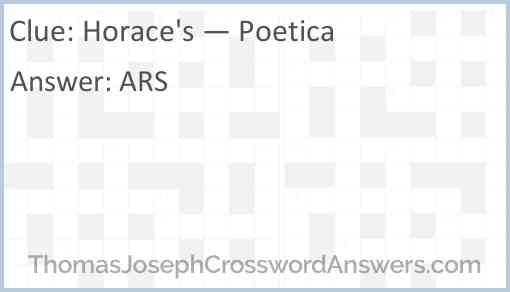 Horace’s “— Poetica” Answer