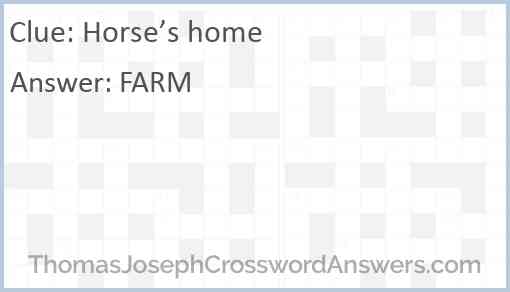 Horse’s home Answer