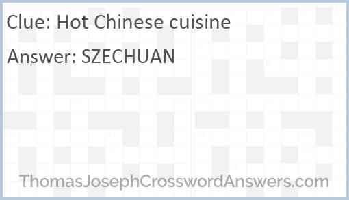 Hot Chinese cuisine Answer