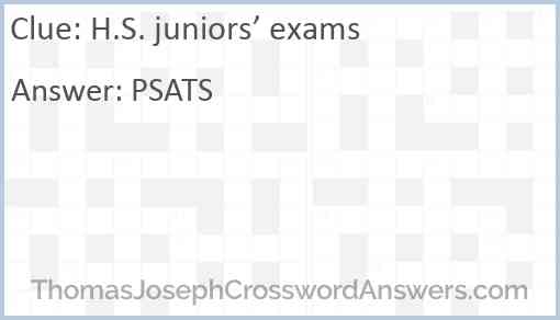 H.S. juniors’ exams Answer
