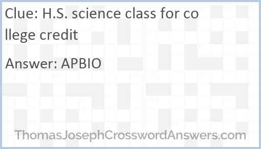 H.S. science class for college credit Answer
