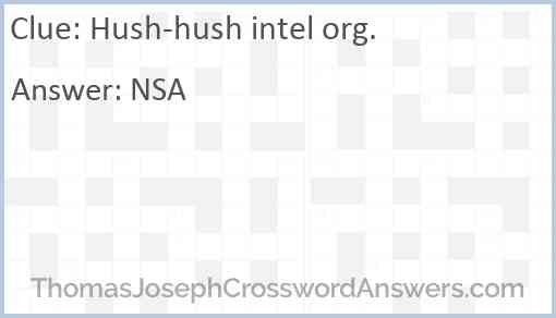 Hush-hush intel org. Answer